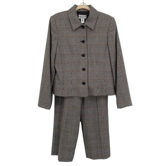 Pendleton 100% Virgin Wool 2 PC Pant Suit Plaid Herringbone Size 12 - Picture 1 of 11